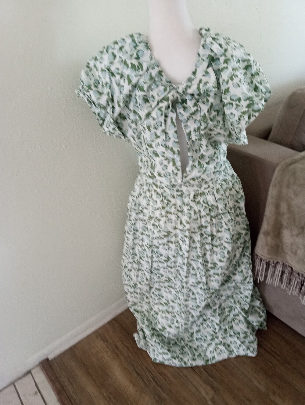 SOCIETY SOCIAL X CROWN & IVY Cotton Puff Sleeve Full Flare Maxi Dress | 14 - Picture 10 of 12